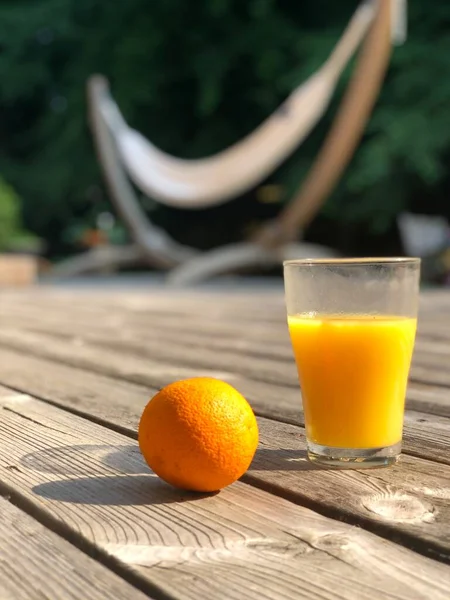 Foto Copo Suco Laranja Temporada Verão — Fotografia de Stock