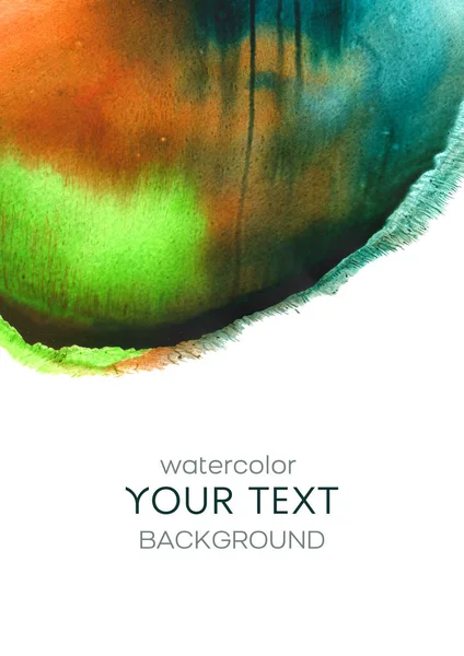 Hand-drawn texture, monotype. Abstract watercolor background, card template. Green, orange colors. Drawing for creative wallpaper or design work, cover and packaging.
