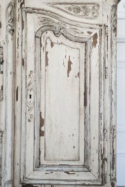 Anahtar deliği antik beyaz tuvalet büro mobilya boya ile Close-Up soyulmuş