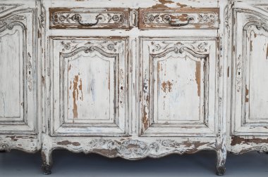 Anahtar deliği antik beyaz tuvalet büro mobilya boya ile Close-Up soyulmuş