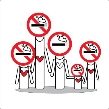 Family no smoking for hope you on white background for May 31 st  World No Tobacco Day. clipart