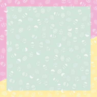 Paskalya pastel arka planı vektör yumurtalarıyla dolu. Pastel arka planda Paskalya için birçok vektör yumurtası. Kartpostallar için duvar kağıdı.