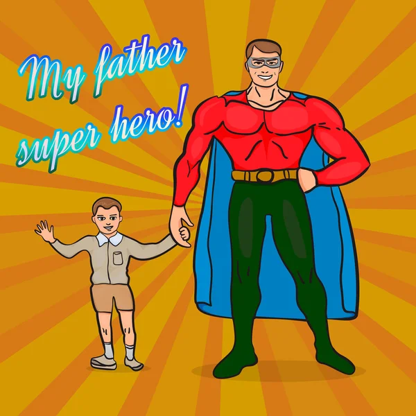 Illustration: "Mein Vater Superheld!" — Stockvektor