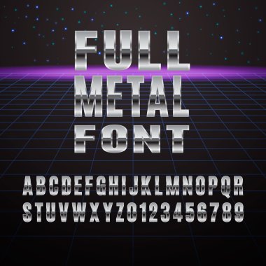 Metal yazı tipi. Krom metal simüle şık yazı tipi.