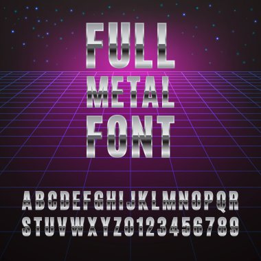 Metal yazı tipi. Krom metal simüle şık yazı tipi.