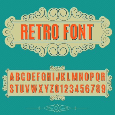 Retro alfabe vektörel yazı tipi. Türü harf ve rakam.