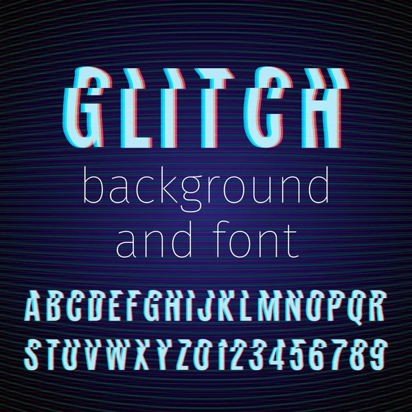 Vector glitch fondo y fuente. Letras y números con efecto de distorsión . — Archivo Imágenes Vectoriales