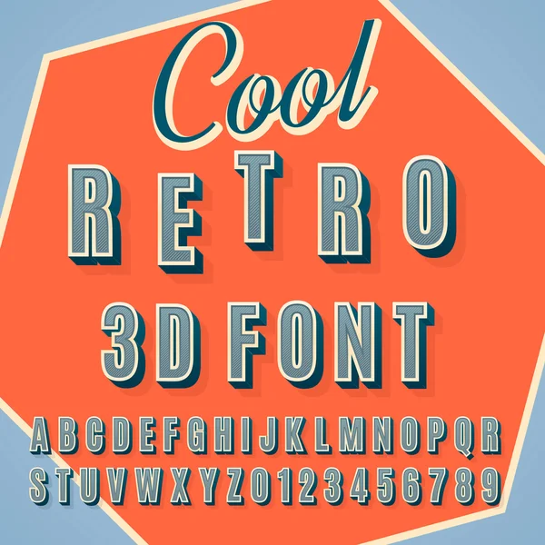 Vector retro 3D font with shadow — Stock Vector