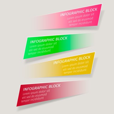 Vektör Infographic şablonu. Gölgeler ile kesilmiş şeritler.
