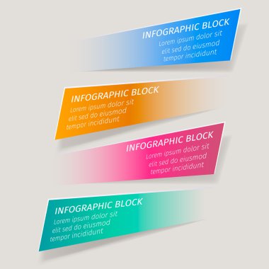 Vektör Infographic şablonu. Gölgeler ile kesilmiş şeritler.