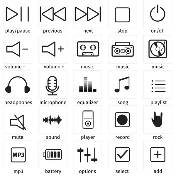 Conjunto de iconos de audio simples — Archivo Imágenes Vectoriales