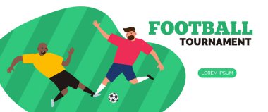 Futbol turnuvası futbolcularının top web sayfası illüstrasyonları