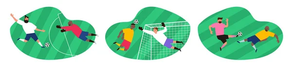 Jogadores Futebol Jogando Futebol Conjunto Vetor Ilustração —  Vetores de Stock