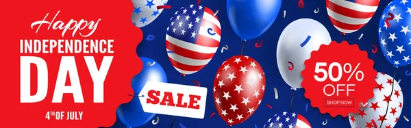 Usa Independence Day Sale 4Th July Horizontal Web Banner Design — Stock Vector