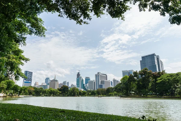 Relaks z zielonych drzew w parku, Bangkok Tajlandia — Zdjęcie stockowe