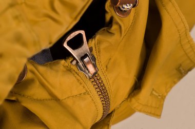 zip on the jacket, khaki