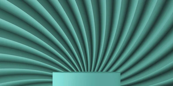 Yüzey zigzag önündeki podyum iki ton bükülmüş. Markalaşma veya sunum için soyut bir arkaplan. 3d oluşturma