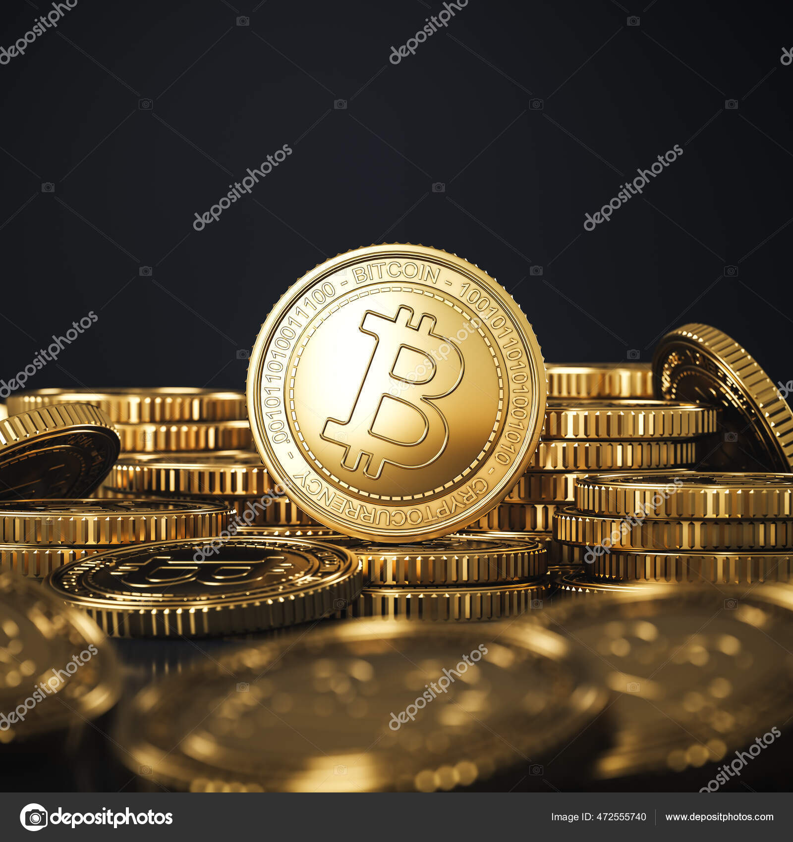 Mockup Golden Bitcoins Btc Coins Pile Blur Foreground Background Crypto —  Stock Photo © PiawStudio #472555740