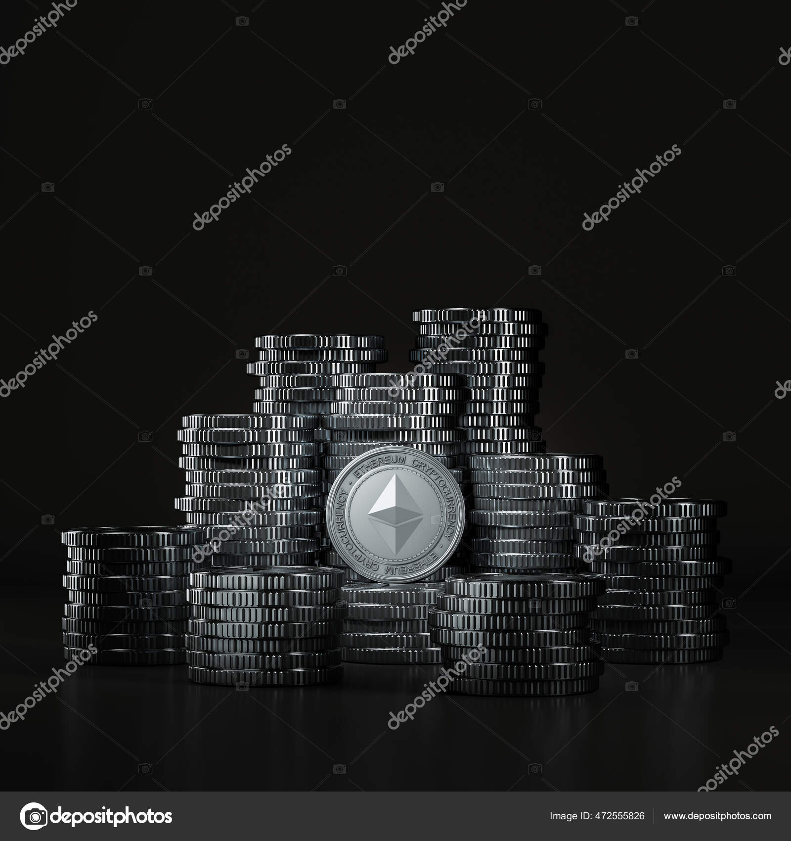 Etherum Eth 장면에 디지털 동전을 목적으로 흉내낸다 렌더링 — 스톡 사진 © PiawStudio #472555826