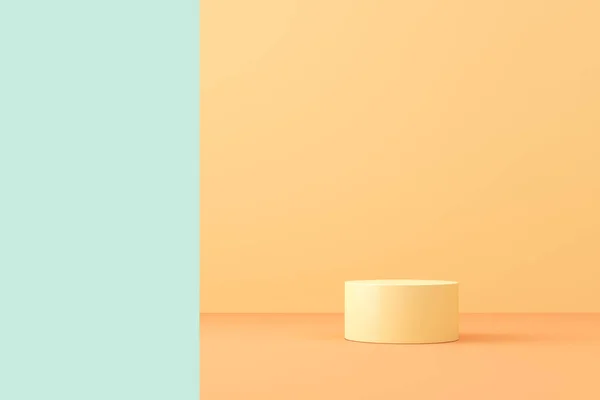 Minimalist Mockup Background Cosmetic Product Presentation Cylindrical Platform Pastel Color — Stock Photo, Image