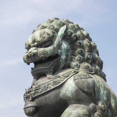 Çin Beijing yasak şehir aslan heykeli