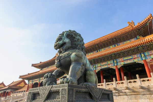 Pomnik Lwa Chiny Beijing Forbidden City — Zdjęcie stockowe