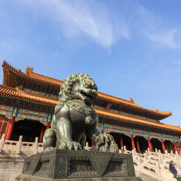 中国北京紫禁城狮子雕像 — 图库照片