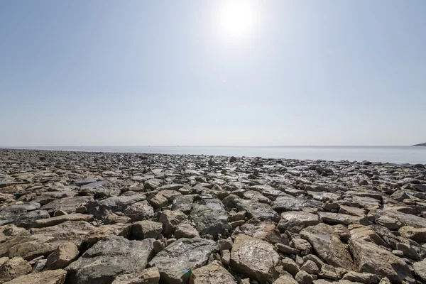 Mořské hráze u pláže — Stock fotografie