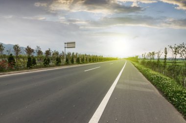 Orman Otoban yolu arka plan olarak