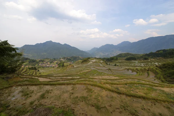 Mountains terraced landscape with clouds — ストック写真