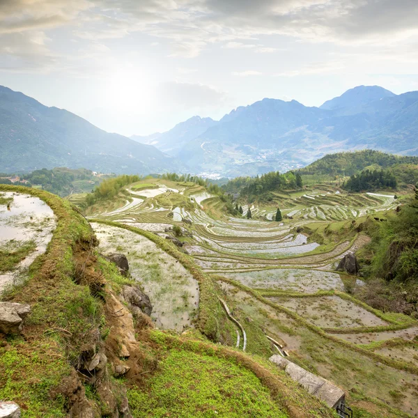 Sunrise in Terraced mountains — Stock Photo, Image