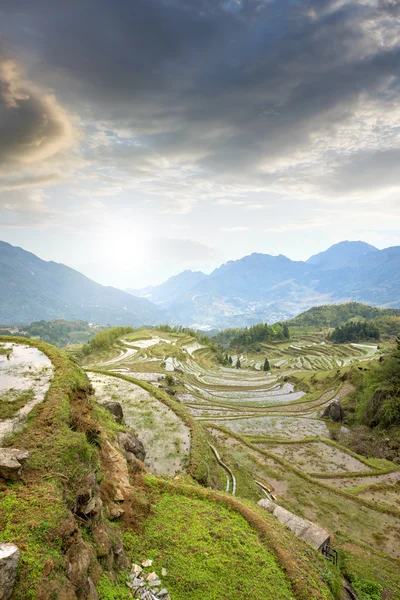 Sunrise in Terraced mountains — Stock Photo, Image