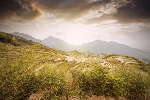 Sunrise in Terraced mountains — Stock Photo, Image