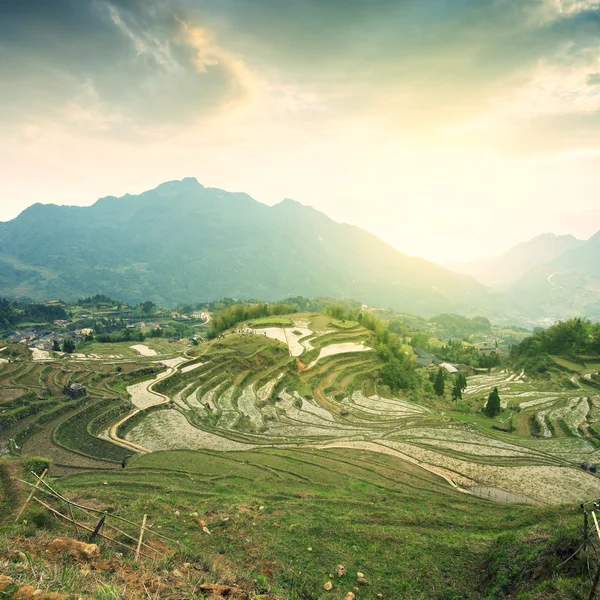 Sunrise in Terraced mountains — Stock Photo, Image