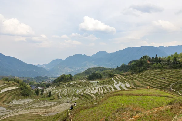 Mountains terraced landscape with clouds — Stock Photo, Image