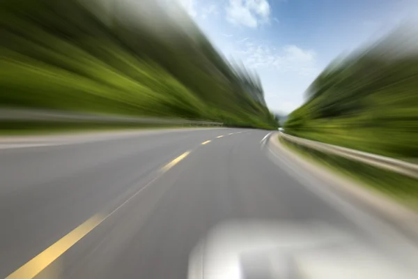 Highway road with wood trees — 图库照片