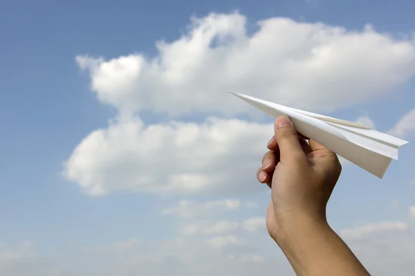 Paper Airplane Fly sky — Stock Photo, Image