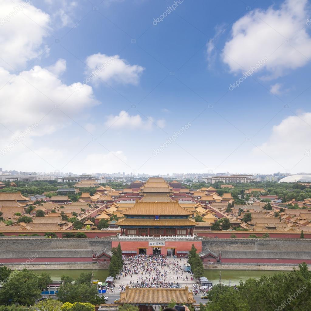 Panoramic view of the Forbidden City in Beijing, the Forbidden City. 