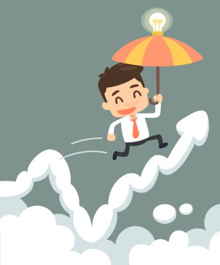 İş adamı grafik atlamak.