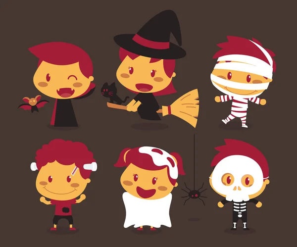 Děti a Halloween charakter. Halloween kostýmy. — Stock fotografie