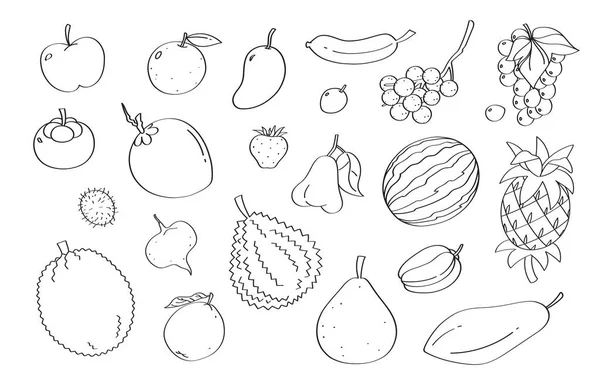 Cute Doodle Fruit Cartoon Icons Objects — Stock Photo, Image