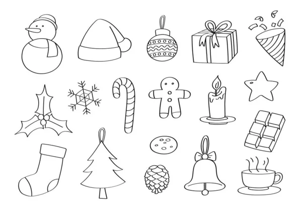 Doodle Kerst Objecten Handgetekend — Stockfoto