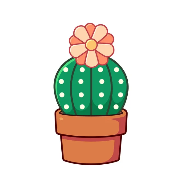 Cute Cactus Clay Pot Vector Flat Illustration Style Succulent Plant — Stock Photo, Image