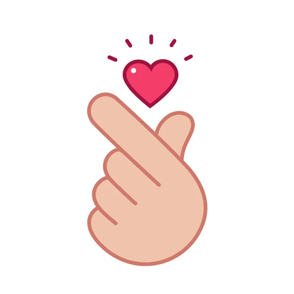 Hand Posing Fingers Mini Heart Shape Vector Flat Illustration Style — Stock Photo, Image