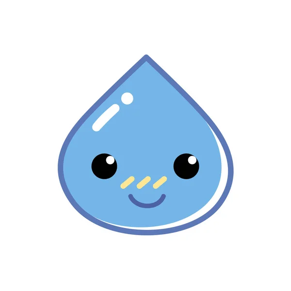 Niebieska Postać Kroplą Wody Uśmiechnięta Charakter Izolatu Wektora — Zdjęcie stockowe