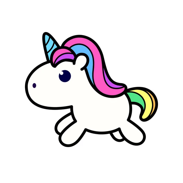 Animal Character Unicorn Colorful Hair Tail Running White Background — Stock Photo, Image