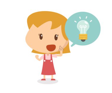 Fikri olan çocuk. Bir kızın harika bir fikri var..