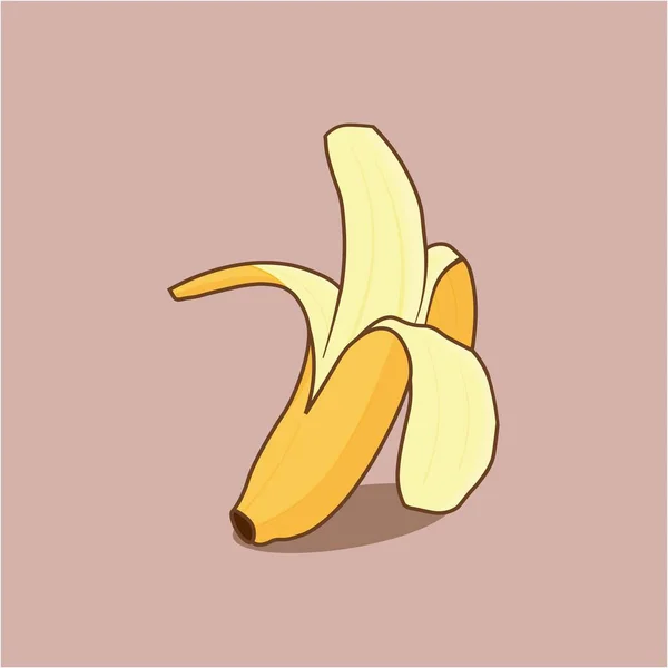 Vecteur Banane Mûre Pelée Avec Fond Rose — Image vectorielle