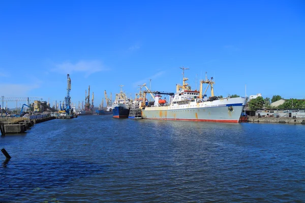 O arrastão "Capitão Edemsky" no porto de Kaliningrado — Fotografia de Stock
