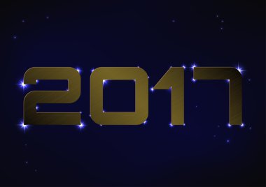 bromze metalik numarası 2017 mavi gece gökyüzü üzerinde gösterimi